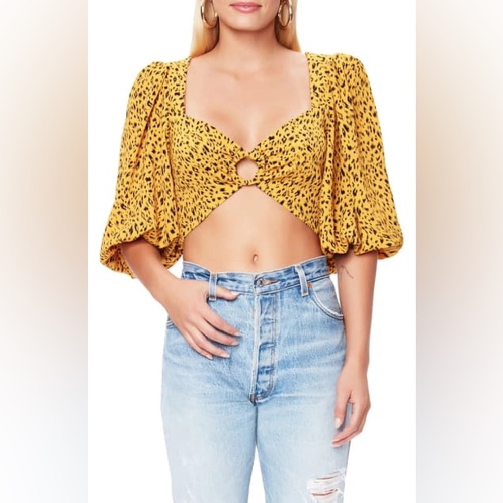 AFRM Falco Crop Top Gold Leopard